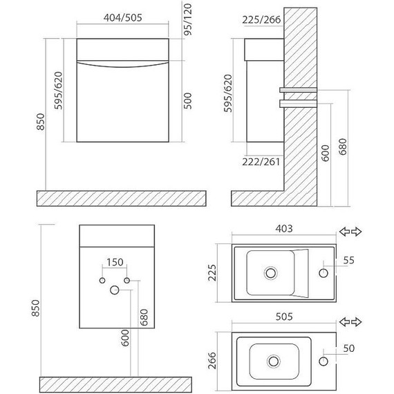 Тумба подвесная с раковиной Art&Max Liberty-400-1D-SO-BL-L 40 см, белый глянец фото 8