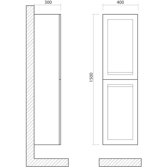 Пенал подвесной Art&Max AM-Platino-1500-2A-SO-BL 40 см, белый глянец фото 5