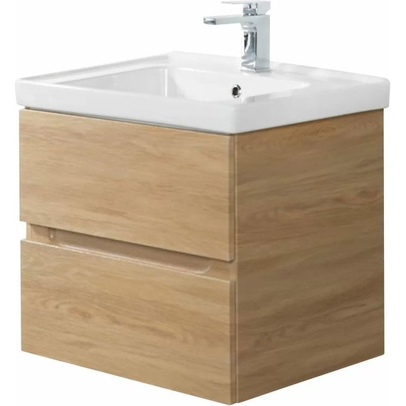 Тумба подвесная с раковиной Art&Max AM-Techno-600-2C-SO-LW674 60 см, дуб мадейра янтарь фото 2