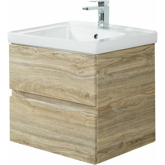 Тумба подвесная с раковиной Art&Max AM-Techno-600-2C-SO-LW823 60 см, дуб мелфорд фото 2