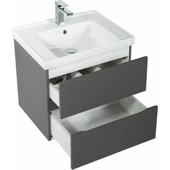 Тумба подвесная с раковиной Art&Max AM-Techno-600-2C-SO-MR960 60 см, смоки софт - 5 Тумба подвесная с раковиной Art&Max AM-Techno-600-2C-SO-MR960 60 см, смоки софт фото 5