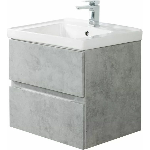 Тумба подвесная с раковиной Art&Max AM-Techno-600-2C-SO-LS935 60 см, бетон лофт натуральный фото 2