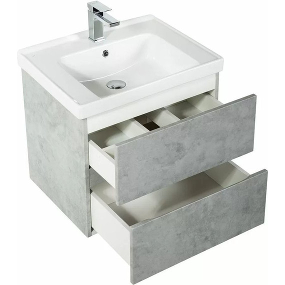 Тумба подвесная с раковиной Art&Max AM-Techno-600-2C-SO-LS935 60 см, бетон лофт натуральный фото 4