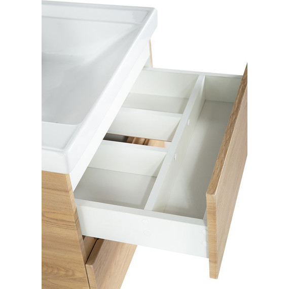 Тумба подвесная с раковиной Art&Max AM-Techno-700-2C-SO-LW674 70 см, дуб мадейра янтарь фото 4