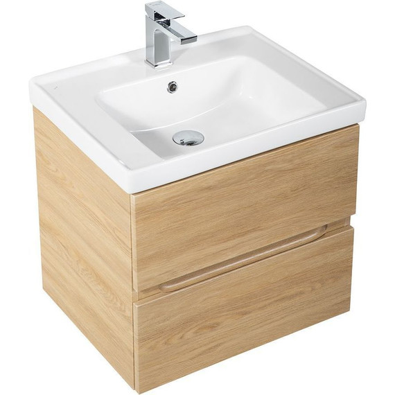 Тумба подвесная с раковиной Art&Max AM-Techno-700-2C-SO-LW674 70 см, дуб мадейра янтарь фото 5