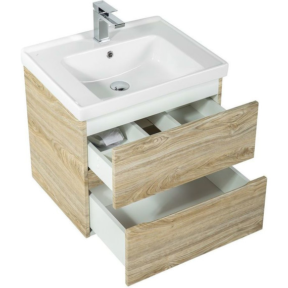 Тумба подвесная с раковиной Art&Max AM-Techno-700-2C-SO-LW823 70 см, дуб мелфорд фото 4