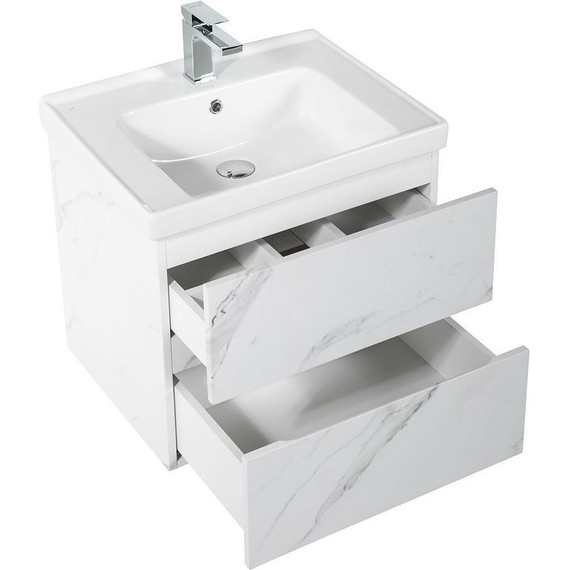 Тумба подвесная с раковиной Art&Max AM-Techno-700-2C-SO-MR960 70 см, монти мрамор фото 5