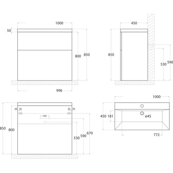 Тумба напольная с раковиной Art&Max AM-Verona-Push-1000-2C-PIA-Ven 100 см, венециано фото 6
