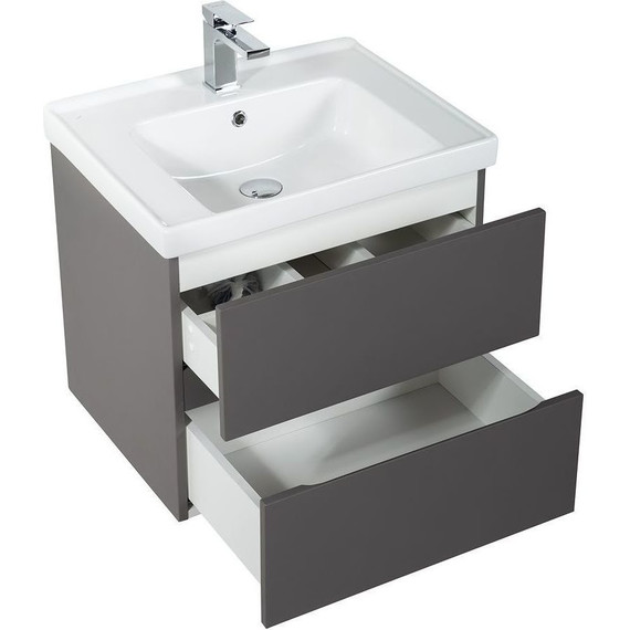 Тумба подвесная с раковиной Art&Max AM-Techno-700-2C-SO-ZB815 70 см, смоки софт фото 4