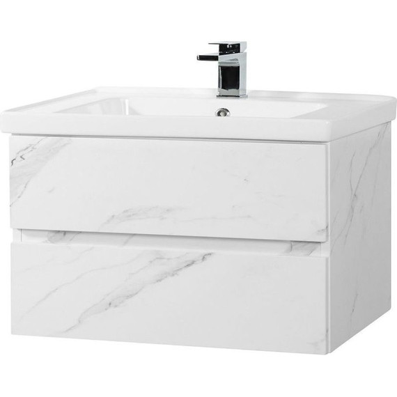 Тумба подвесная с раковиной Art&Max AM-Techno-900-2C-SO-MR960 90 см, монти мрамор фото 2
