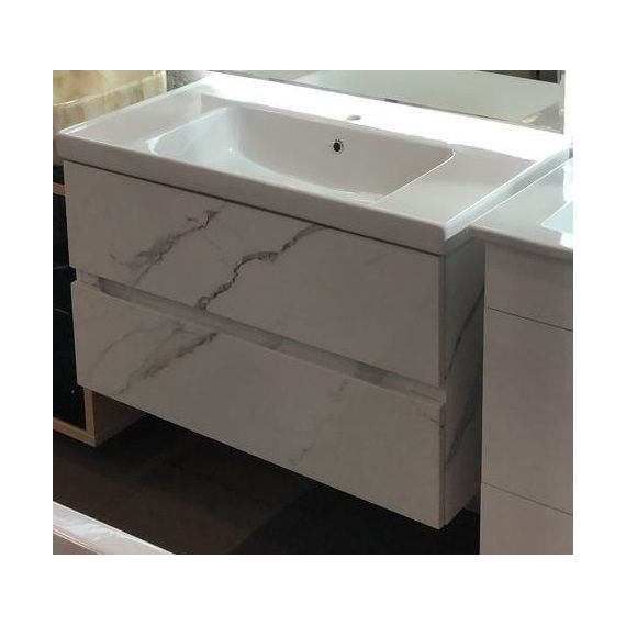 Тумба подвесная с раковиной Art&Max AM-Techno-900-2C-SO-MR960 90 см, монти мрамор фото 5