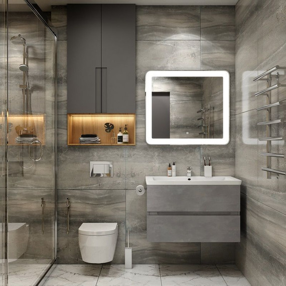 Тумба подвесная с раковиной Art&Max AM-Techno-900-2C-SO-FC305 90 см, айс какао фото 6