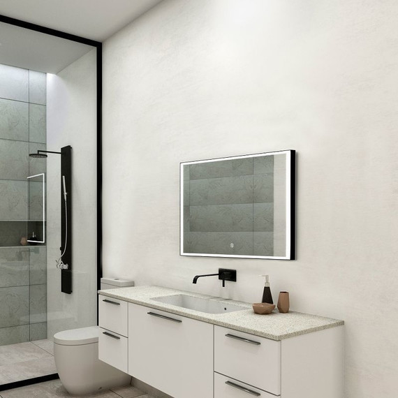 Зеркало Art&Max Arezzo Led 100 см AM-Are-1000-800-DS-FC-H-Nero, черный фото 3