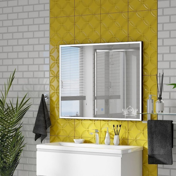 Зеркало Art&Max Arezzo Led 100 см AM-Are-1000-800-DS-FC-H-Nero, черный фото 2