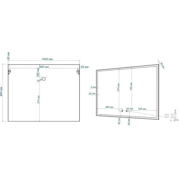 Зеркало Art&Max Arezzo Led 100 см AM-Are-1000-800-DS-FC-H-Nero, черный фото 6