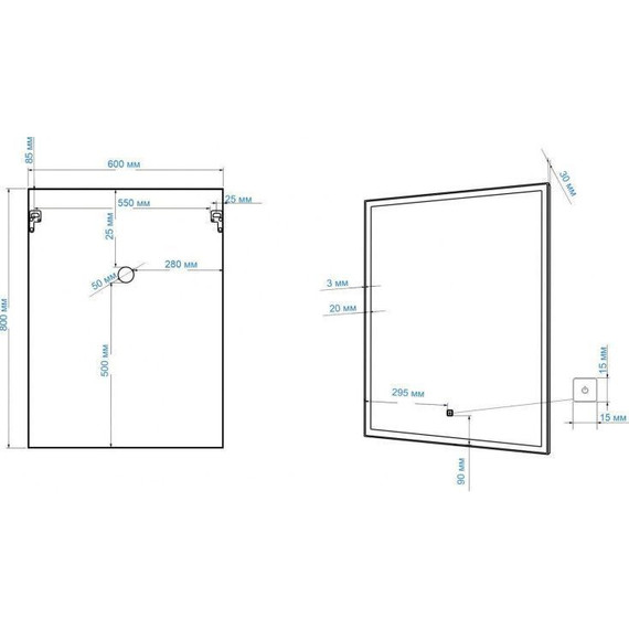 Зеркало Art&Max Arezzo Led 60 см AM-Are-600-800-DS-FC-H-Nero, черный фото 6