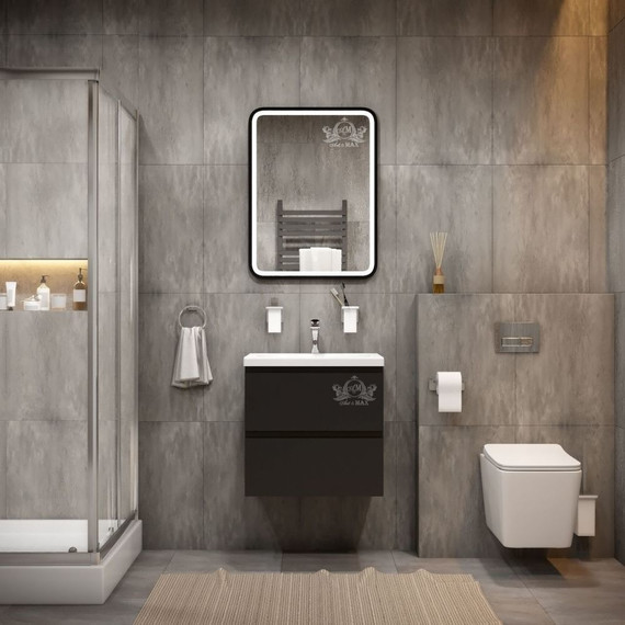 Зеркало Art&Max Genova Led 60 см AM-Gen-600-800-DS-F, черный фото 2