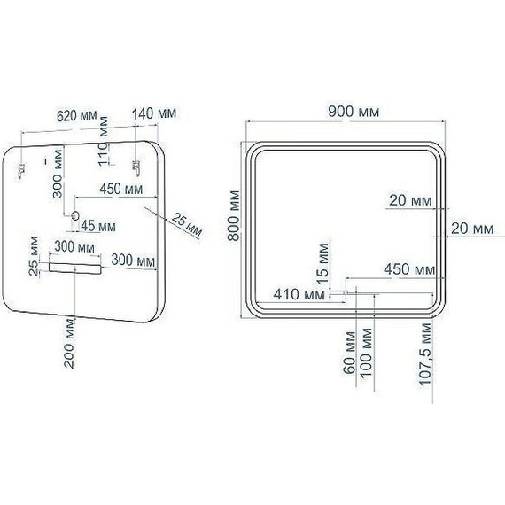 Зеркало Art&Max Genova Led 90 см AM-Gen-900-800-DS-F, черный фото 7