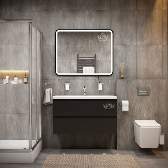 Зеркало Art&Max Genova Led 120 см AM-Gen-1200-800-DS-F, черный фото 2