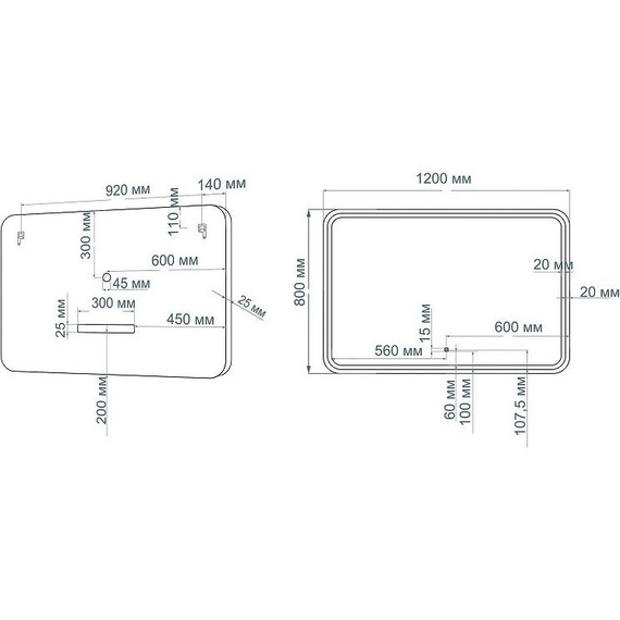 Зеркало Art&Max Genova Led 120 см AM-Gen-1200-800-DS-F, черный фото 6