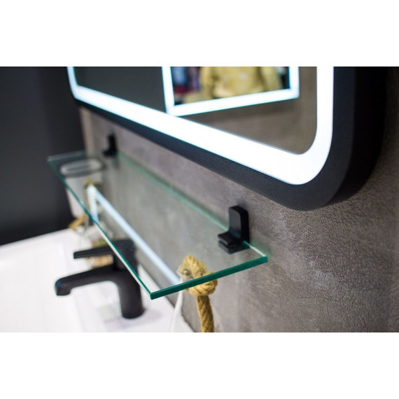 Зеркало Art&Max Genova Led 60 см AM-Gen-600-800-DS-F, черный фото 6