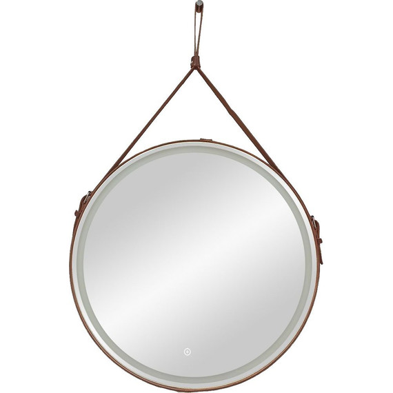 Зеркало Art&Max Milan Led 80 см  AM-Mil-800-DS-F-Brown, коричневый ремень фото 