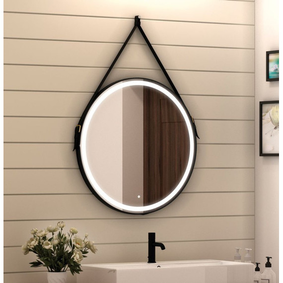 Зеркало Art&Max Milan Led 80 см AM-Mil-800-DS-F-Nero, черный ремень - 4 Зеркало Art&Max Milan Led 80 см AM-Mil-800-DS-F-Nero, черный ремень фото 4