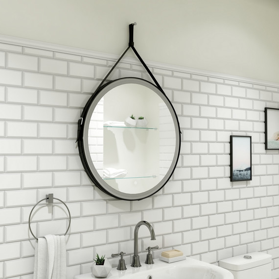 Зеркало Art&Max Milan Led 80 см AM-Mil-800-DS-F-Nero, черный ремень - 2 Зеркало Art&Max Milan Led 80 см AM-Mil-800-DS-F-Nero, черный ремень фото 2