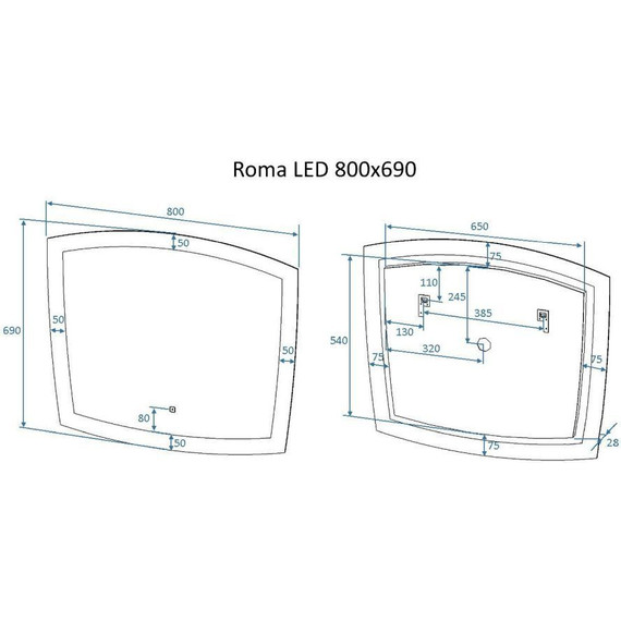 Зеркало Art&Max Roma Led 80 см AM-Rom-800-700-DS-F фото 4