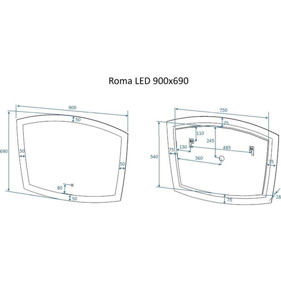 Зеркало Art&Max Roma Led 90 см AM-Rom-900-700-DS-F фото 4