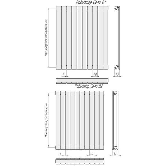 Радиатор KZTO Соло В 2-300-28 1230х330 мм (28 секций) фото 25