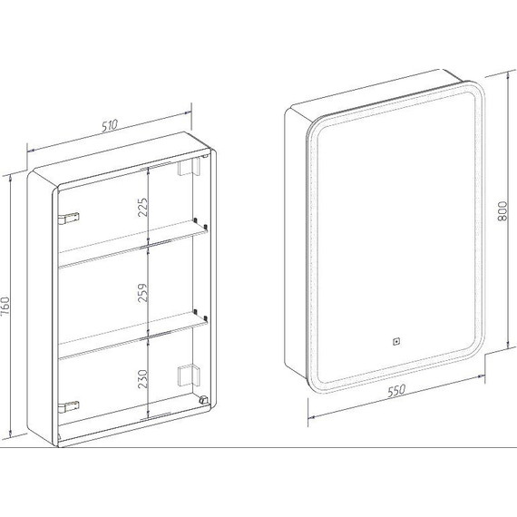 Зеркало-шкаф Art&Max Platino Led 55 см AM-Pla-550-800-1D-R-DS-F - 6 Зеркало-шкаф Art&Max Platino Led 55 см AM-Pla-550-800-1D-R-DS-F фото 6