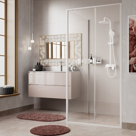 Душевое ограждение WasserKraft Rhin 100х100 см 44S19, белый/прозрачное - 4 Душевое ограждение WasserKraft Rhin 100х100 см 44S19, белый/прозрачное фото 4