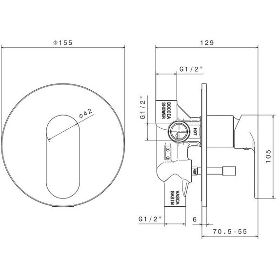 Смеситель для ванны Kerama Marazzi Piano 69370KM.21.018 - 2 Смеситель для ванны Kerama Marazzi Piano 69370KM.21.018 фото 2