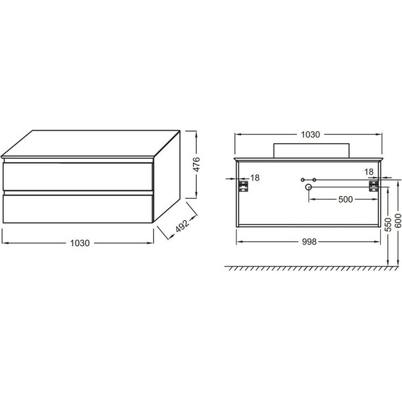 Тумба подвесная со столешницей Jacob Delafon Madeleine 103 см EB2084-J5, белый глянцевый фото 7