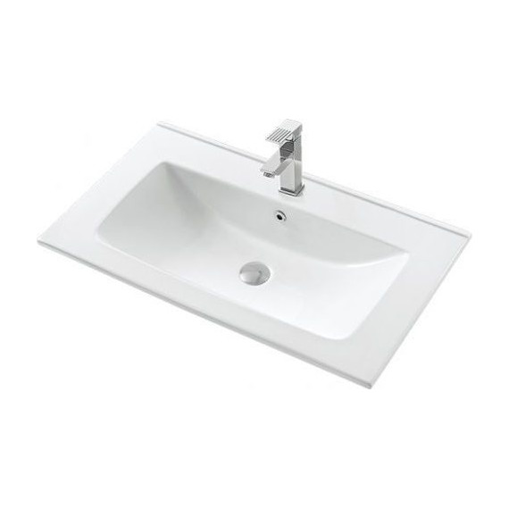 Тумба подвесная с раковиной Mirsant Ultra 80 см (раковина More 80), белый матовый фото 2