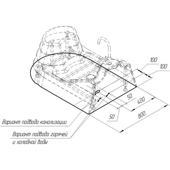 Ванна акриловая для омовения Радомир Вуду 120x80 см (в комплекте каркас и сифон) - 4 Ванна акриловая для омовения Радомир Вуду 120x80 см (в комплекте каркас и сифон) фото 4