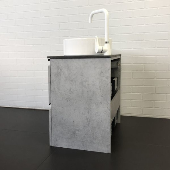 Тумба подвесная с раковиной Comforty Эдинбург 60-2 см (раковина 9111), бетон светлый фото 4