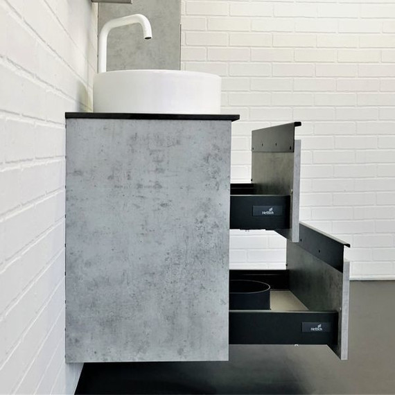 Тумба подвесная с раковиной Comforty Эдинбург 60-2 см (раковина 9111), бетон светлый фото 5