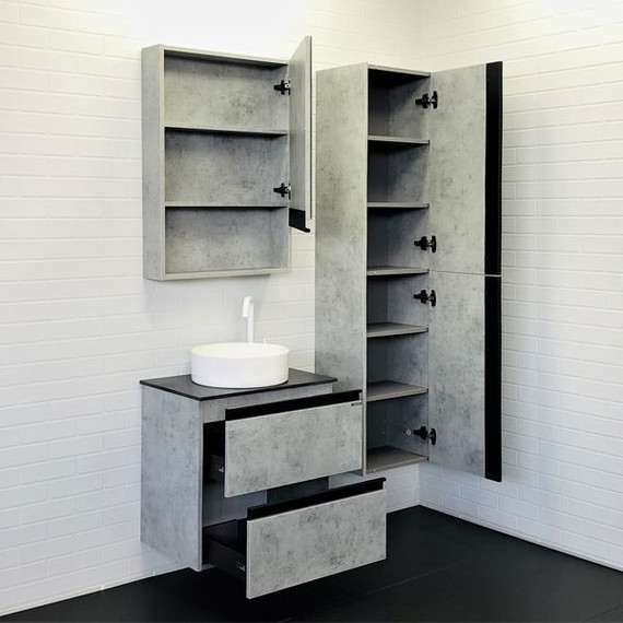 Тумба подвесная с раковиной Comforty Эдинбург 60-2 см (раковина 9111), бетон светлый фото 7