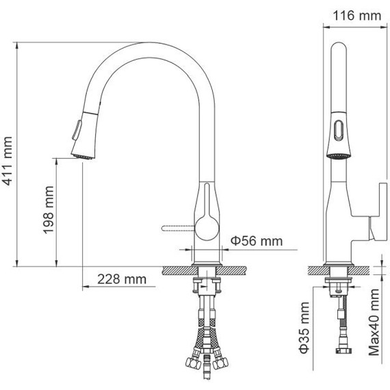 Смеситель для кухни Timo Saona 2336/03FL, черный матовый фото 15