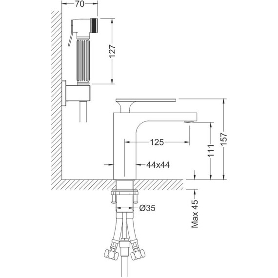 Смеситель для раковины с лейкой для биде Timo Torne 4360/03G, черный матовый фото 7