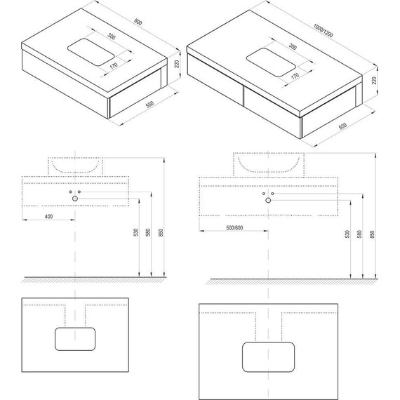 Тумба подвесная со столешницей Ravak Formy 100 см X000001036, орех фото 4