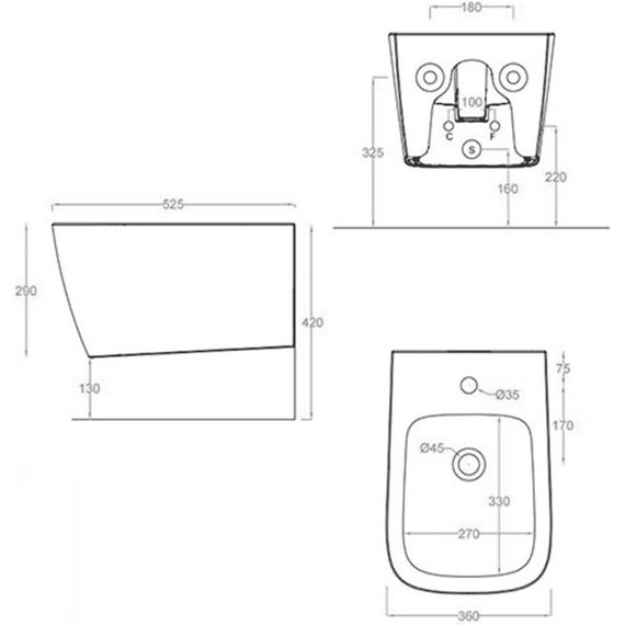 Биде подвесное ArtCeram A16 ASB001 03 00, чёрный глянцевый фото 3