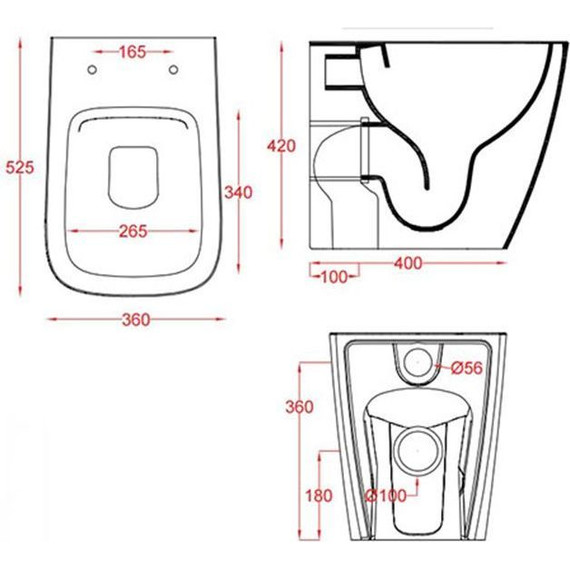 Унитаз приставной безободковый ArtCeram A16 ASV004 17 00 nero matt фото 3