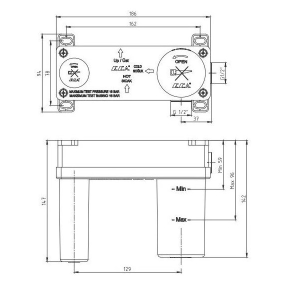 Скрытая часть для смесителя E.C.A. 102166601EX, черный матовый фото 2