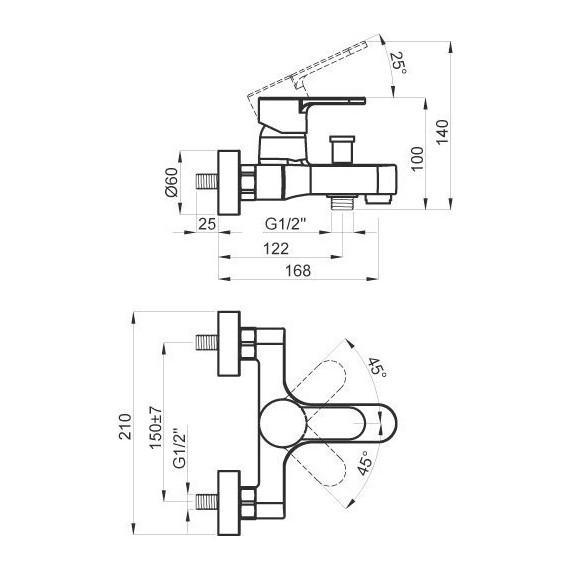 Смеситель для ванны Azario Tevis AZ-15490501 - 3 Смеситель для ванны Azario Tevis AZ-15490501 фото 3