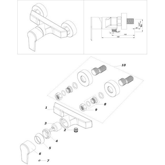 Смеситель для душа Azario Enzo AZ-15710611 фото 2