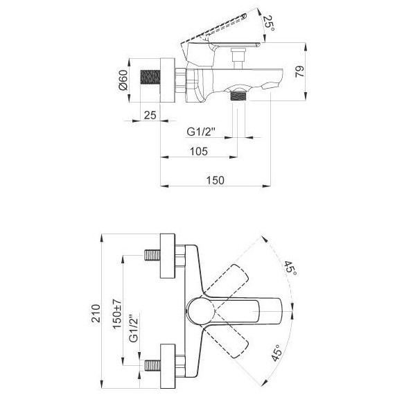 Смеситель для ванны Azario Sevio AZ-15950501 - 3 Смеситель для ванны Azario Sevio AZ-15950501 фото 3