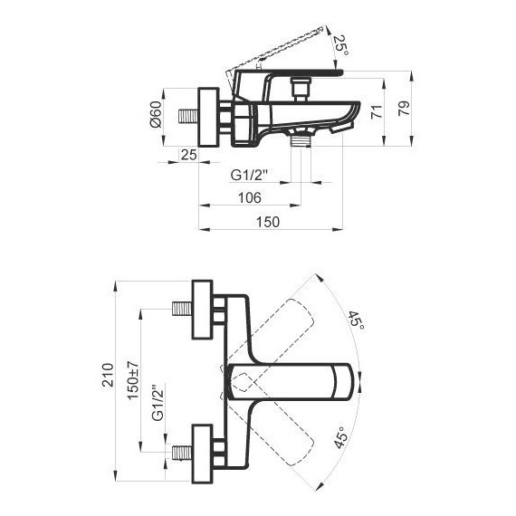Смеситель для ванны Azario Atri AZ-15960501 фото 2